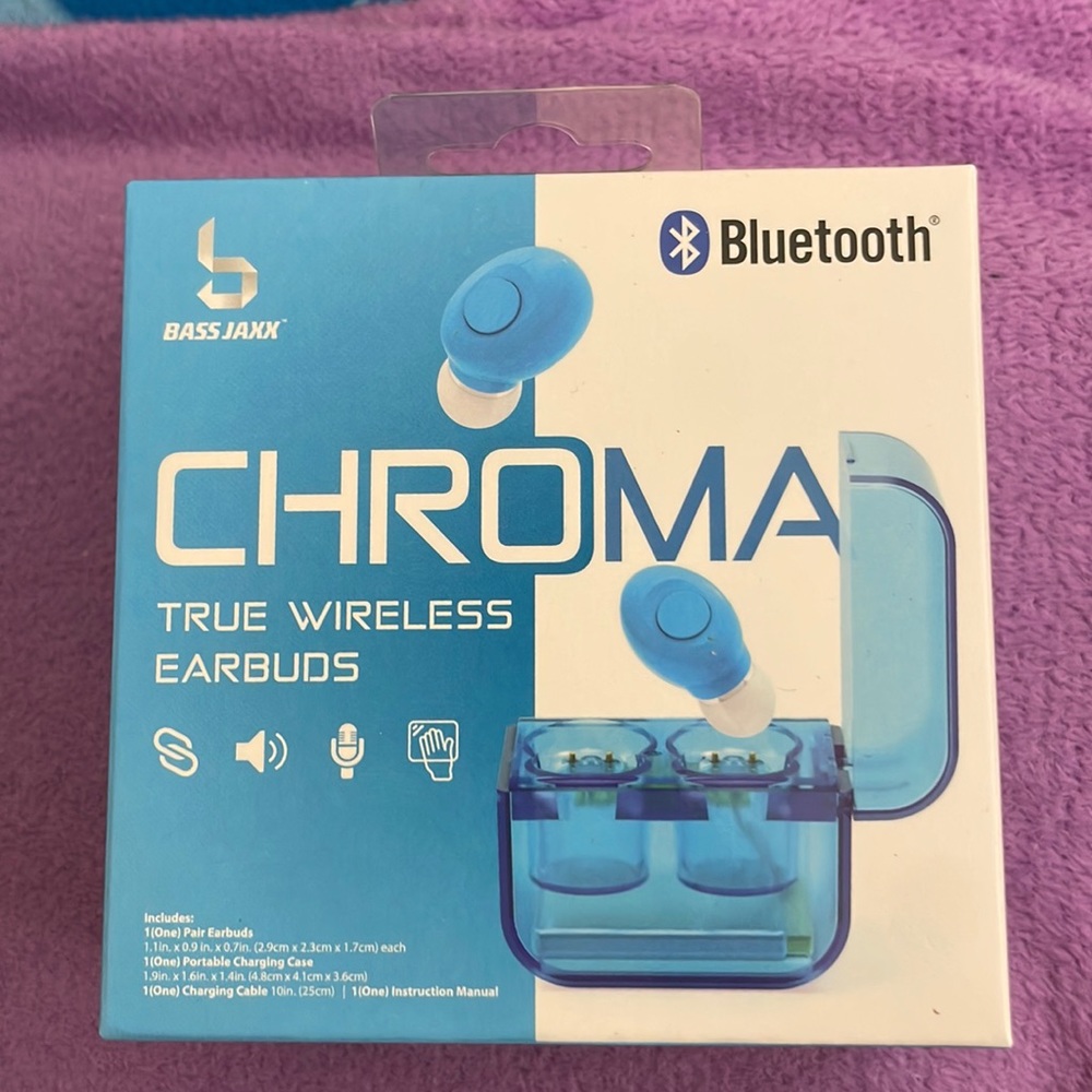 New Bass jaxx Bluetooth chroma true wireless earbuds blue